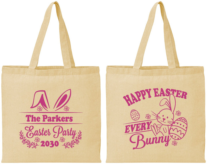 Personalized Easter Cotton Tote Bags - Bunny Eggs | 210019
