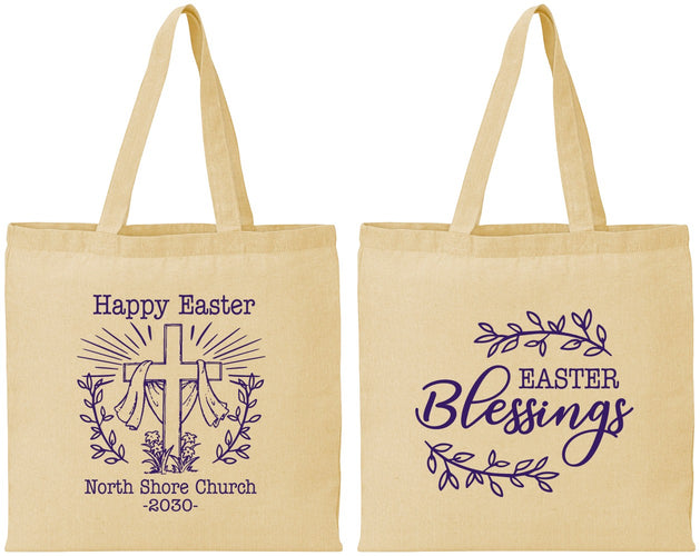 Personalized Easter Cotton Tote Bags - Blessings Church | 210020