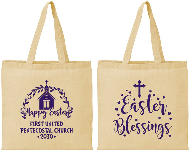 Personalized Easter Cotton Tote Bags - Easter Blessings Church | 210024