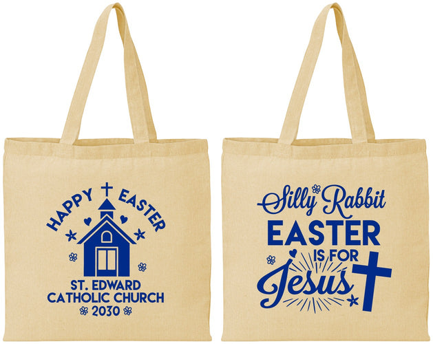 Personalized Easter Cotton Tote Bags - Silly Rabbit | 210025