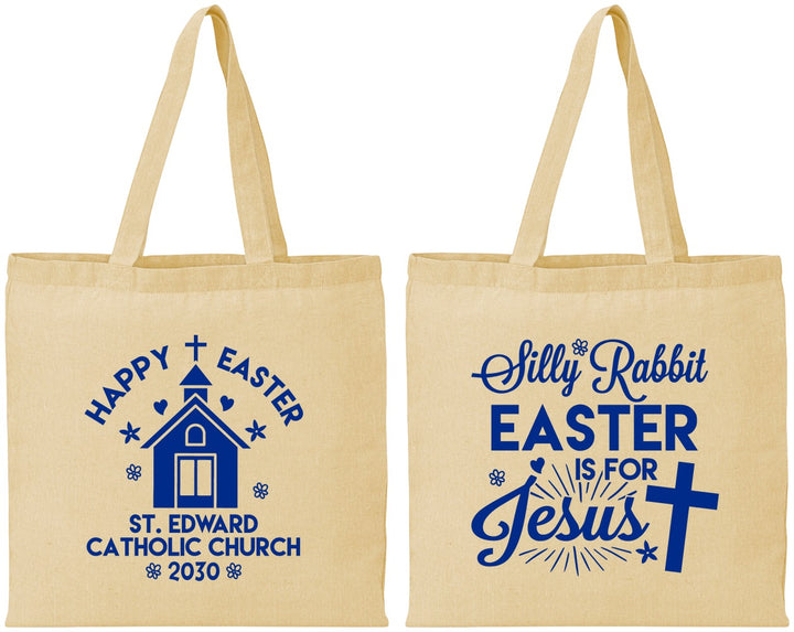 Personalized Easter Cotton Tote Bags - Silly Rabbit | 210025