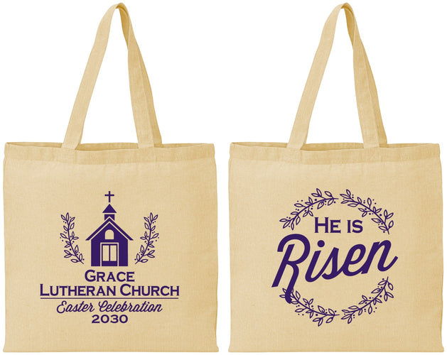 Personalized Easter Cotton Tote Bags - He Is Risen | 210026