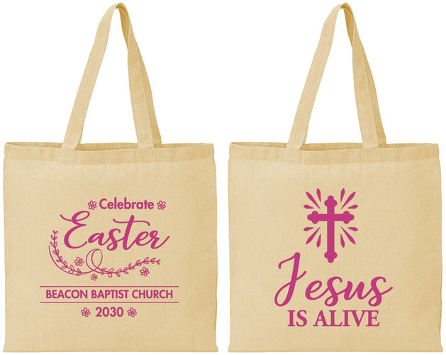Personalized Easter Cotton Tote Bags - Jesus Is Alive | 210027