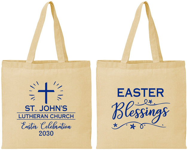 Personalized Easter Cotton Tote Bags - Easter Blessings Church | 210029