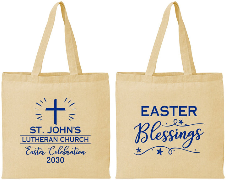 Personalized Easter Cotton Tote Bags - Easter Blessings Church | 210029