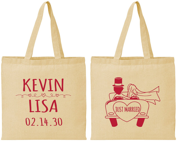 Personalized Wedding Cotton Tote Bags - Just Married | 212