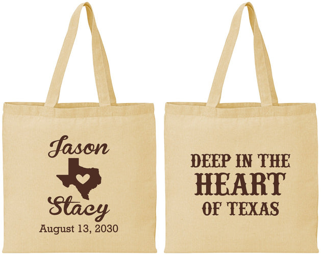 Personalized Wedding Cotton Tote Bags - Deep In The Heart Of Texas | 214
