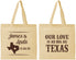Personalized Wedding Cotton Tote Bags - Our Love Is As Big As Texas | 215