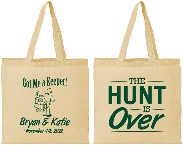 Personalized Wedding Cotton Tote Bags - The Hunt Is Over | 216