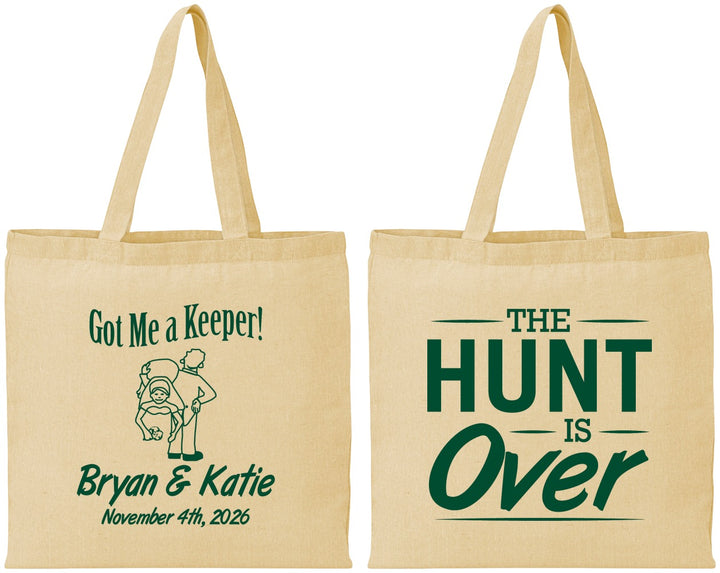 Personalized Wedding Cotton Tote Bags - The Hunt Is Over | 216