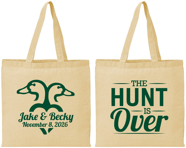 Personalized Wedding Cotton Tote Bags - The Hunt Is Over Duck | 217