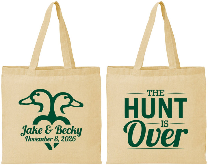 Personalized Wedding Cotton Tote Bags - The Hunt Is Over Duck | 217