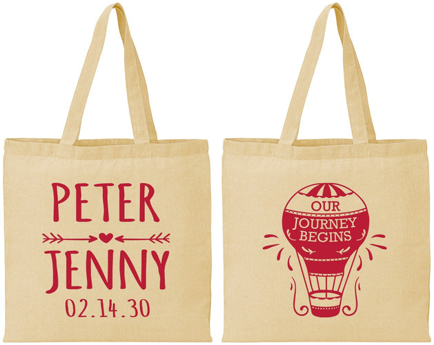 Personalized Wedding Cotton Tote Bags - Hot Air Balloon | 219