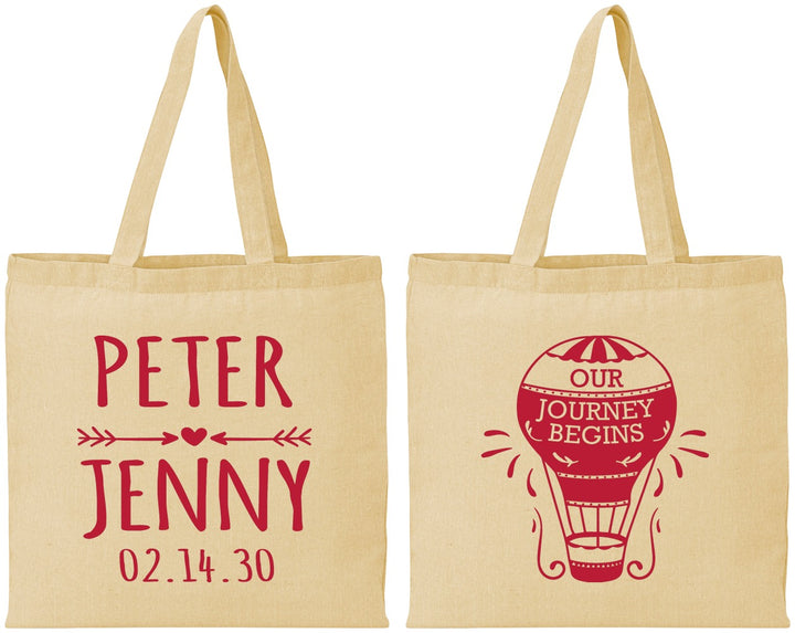 Personalized Wedding Cotton Tote Bags - Hot Air Balloon | 219