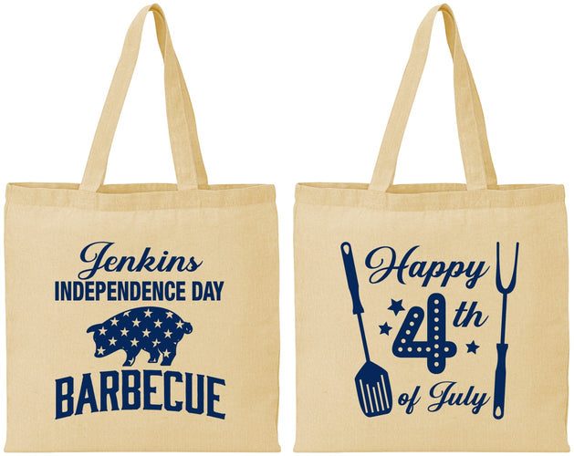 Personalized 4th Of July Cotton Tote Bags - Barbecue Bbq | 220001