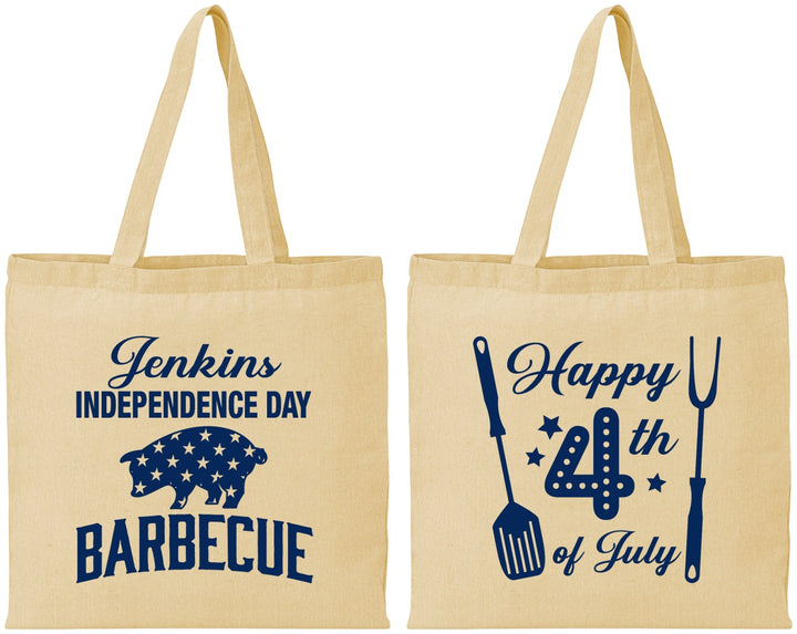 Personalized 4th Of July Cotton Tote Bags - Barbecue Bbq | 220001