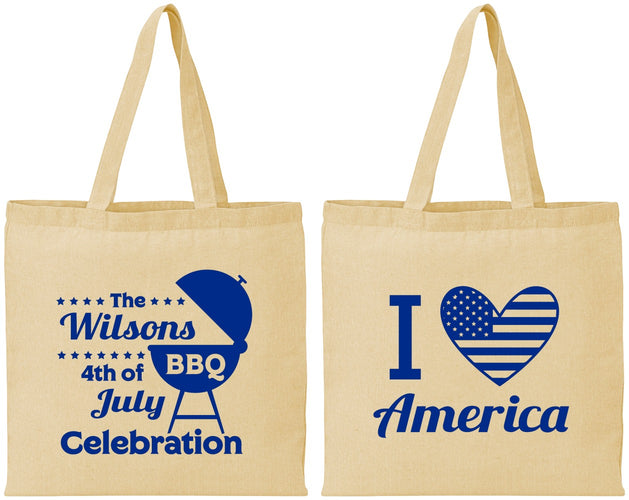 Personalized 4th Of July Cotton Tote Bags - Barbecue Bbq | 220007