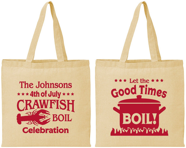 Personalized 4th Of July Cotton Tote Bags - Crawfish Boil | 220010