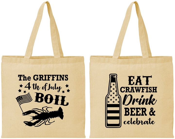 Personalized 4th Of July Cotton Tote Bags - Crawfish Boil | 220012