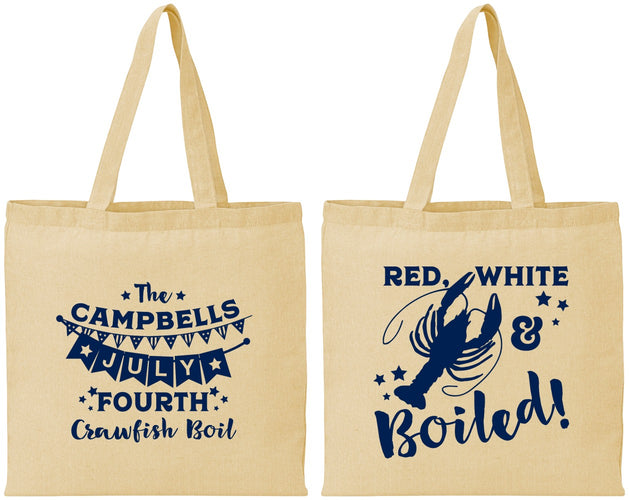 Personalized 4th Of July Cotton Tote Bags - Crawfish Boil | 220013
