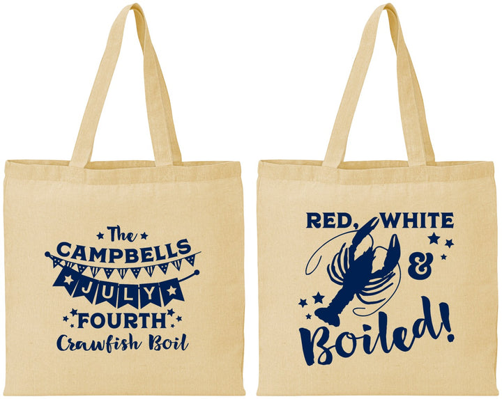 Personalized 4th Of July Cotton Tote Bags - Crawfish Boil | 220013