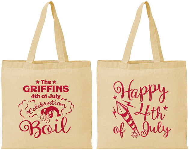 Personalized 4th Of July Cotton Tote Bags - Crawfish Boil | 220018
