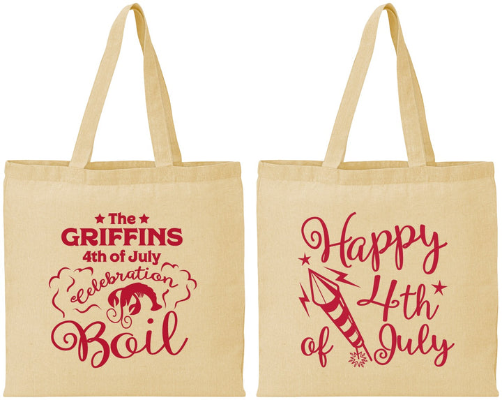 Personalized 4th Of July Cotton Tote Bags - Crawfish Boil | 220018