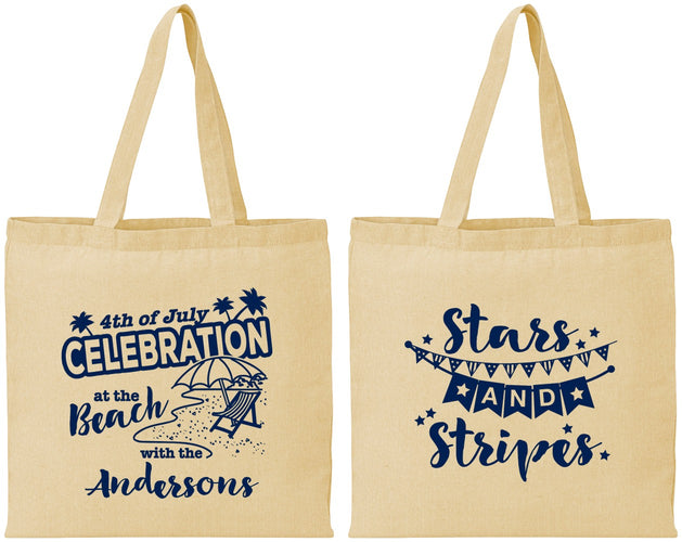 Personalized 4th Of July Cotton Tote Bags - Fireworks | 220021