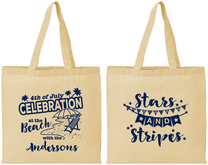 Personalized 4th Of July Cotton Tote Bags - Fireworks | 220021