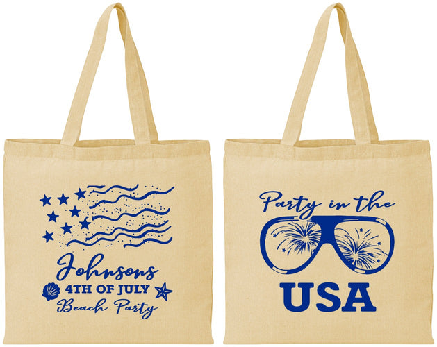 Personalized 4th Of July Cotton Tote Bags - Party In The Usa | 220023