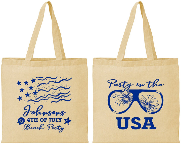 Personalized 4th Of July Cotton Tote Bags - Party In The Usa | 220023