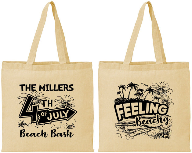 Personalized 4th Of July Cotton Tote Bags - Feeling Beachy | 220024