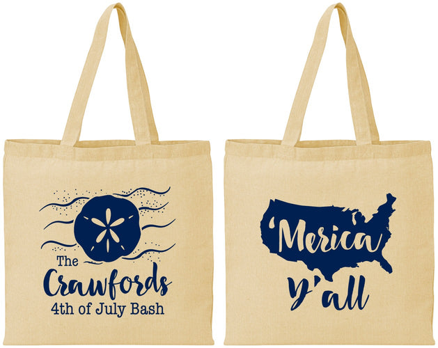 Personalized 4th Of July Cotton Tote Bags - Beach Merica Yall | 220029