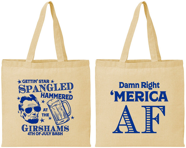 Personalized 4th Of July Cotton Tote Bags - Merica Af | 220031