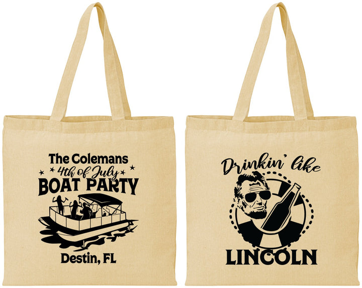 Personalized 4th Of July Cotton Tote Bags - Drinkin Like Lincoln | 220032