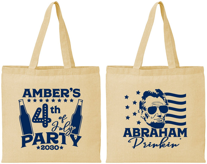 Personalized 4th Of July Cotton Tote Bags - Abraham Drinkin | 220037
