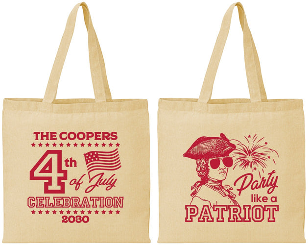 Personalized 4th Of July Cotton Tote Bags - Patriot | 220038