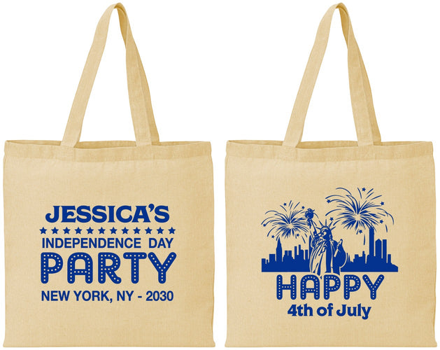 Personalized 4th Of July Cotton Tote Bags - New York | 220039