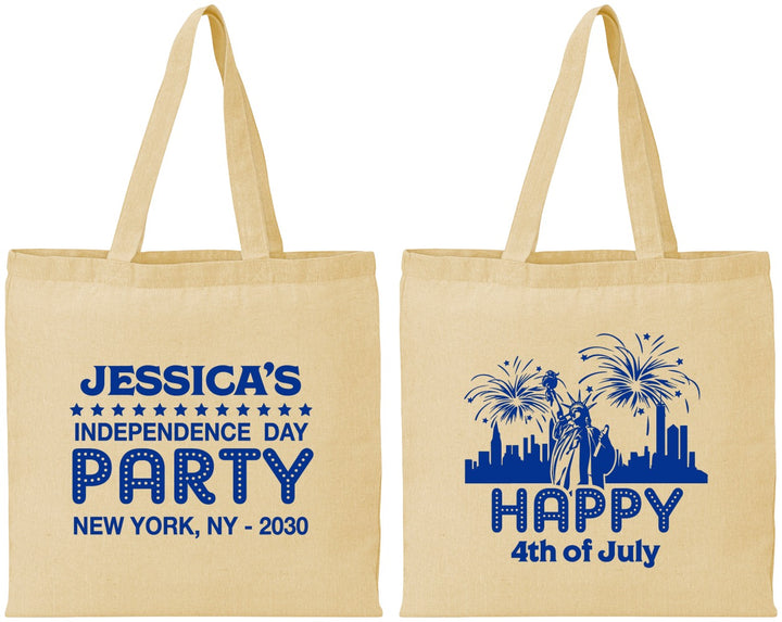 Personalized 4th Of July Cotton Tote Bags - New York | 220039