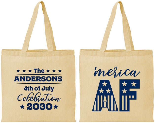 Personalized 4th Of July Cotton Tote Bags - Merica Af | 220041