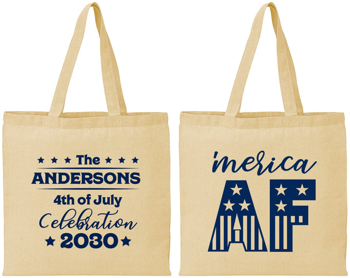 Personalized 4th Of July Cotton Tote Bags - Merica Af | 220041