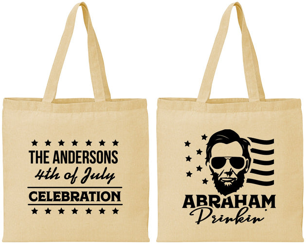 Personalized 4th Of July Cotton Tote Bags - Abraham Drinkin | 220044
