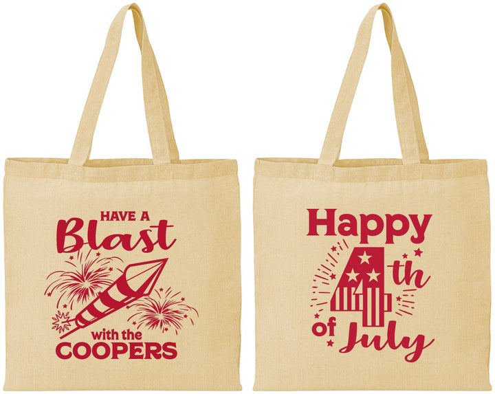 Personalized 4th Of July Cotton Tote Bags - Fireworks | 220046