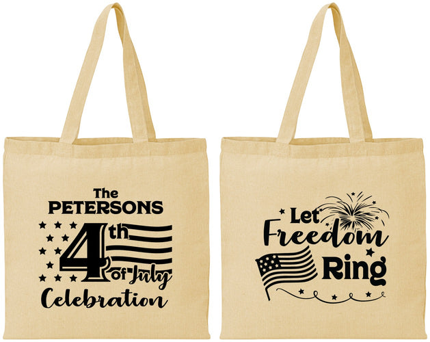 Personalized 4th Of July Cotton Tote Bags - Fireworks | 220048