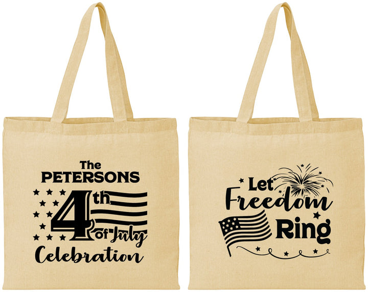 Personalized 4th Of July Cotton Tote Bags - Fireworks | 220048