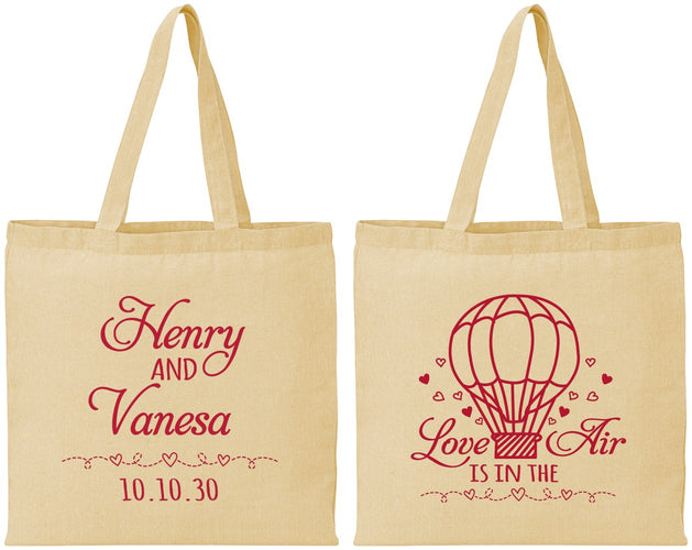 Personalized Wedding Cotton Tote Bags - Hot Air Balloon | 225