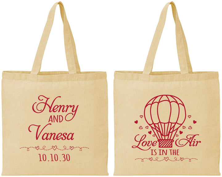 Personalized Wedding Cotton Tote Bags - Hot Air Balloon | 225
