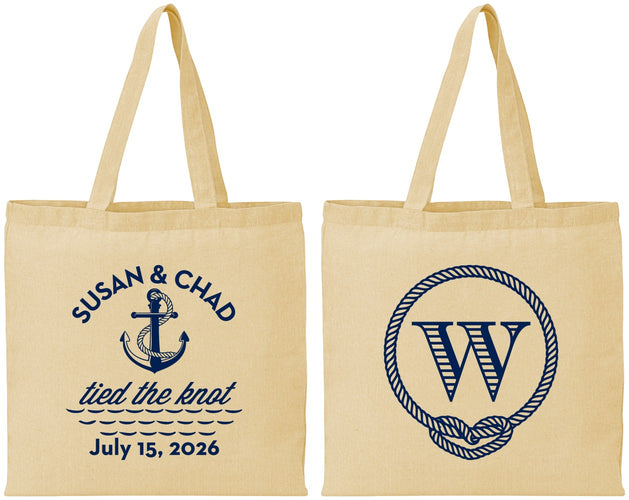 Personalized Wedding Cotton Tote Bags - Monogram Nautical | 226