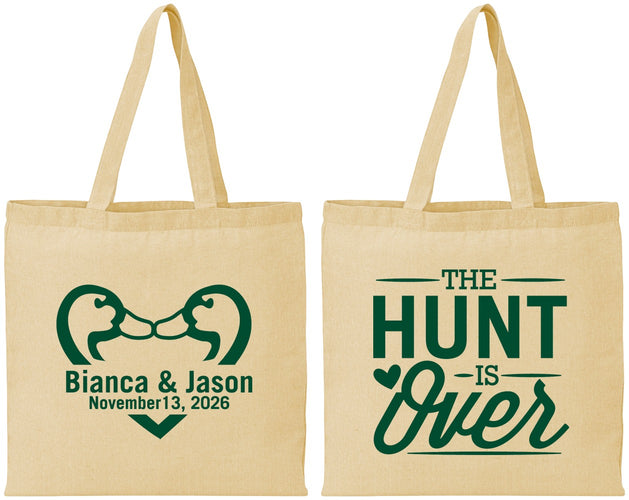 Personalized Wedding Cotton Tote Bags - The Hunt Is Over Duck | 227