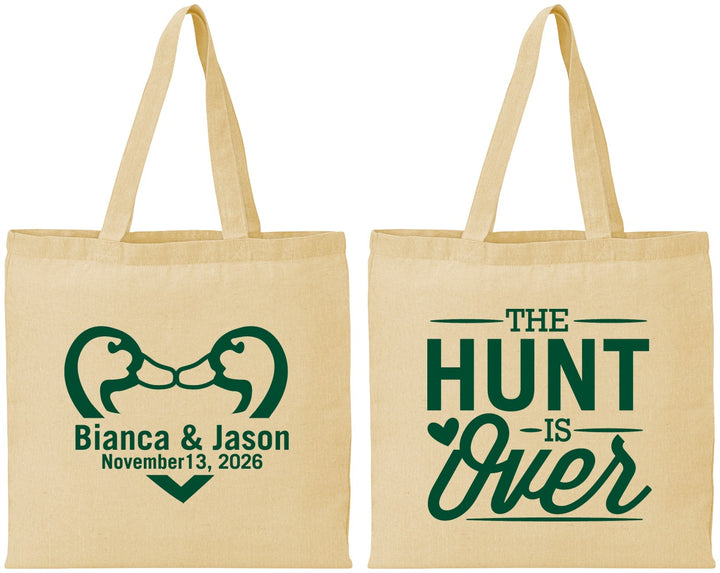 Personalized Wedding Cotton Tote Bags - The Hunt Is Over Duck | 227